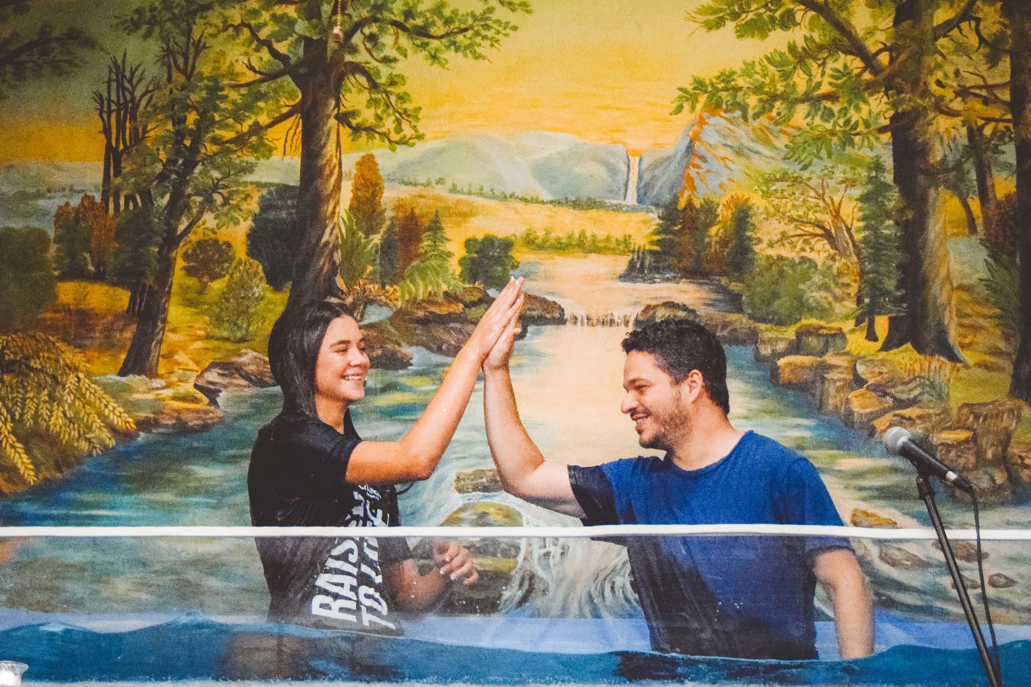 A believer celebrating baptism at FBC Gordon
